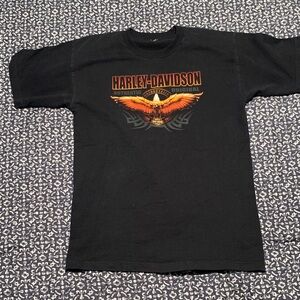 Harley-Davidson Black Tee with Orange Eagle Emblem